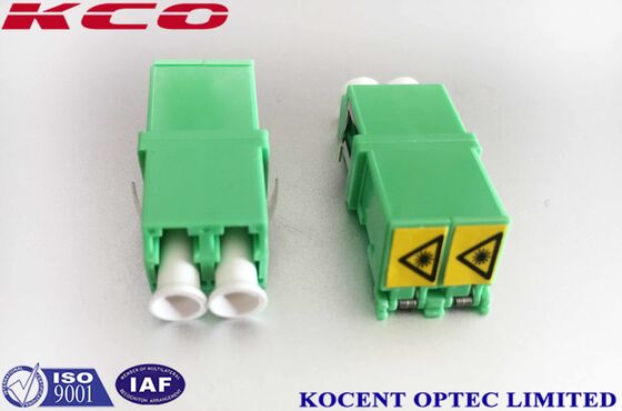 Low Insertion Loss Fiber Optic Adapter Green LC/APC Shutter Cap Duplex Coupler