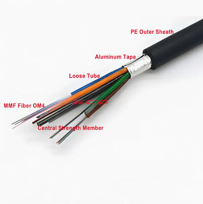 24fo MMF OM4 50/125 Loose Tube Duct Underground Outdoor Fiber Optic Cable GYTA Armored Fiber Optic Cable